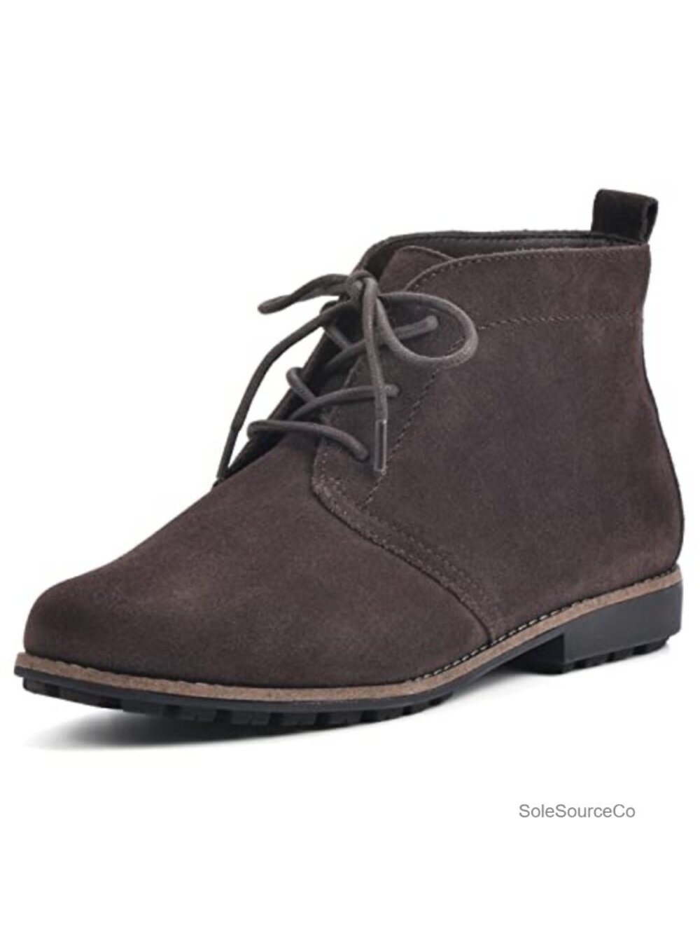 Leather Ankle Hiking Bootie with Cushioned Insole & Lug Outsole